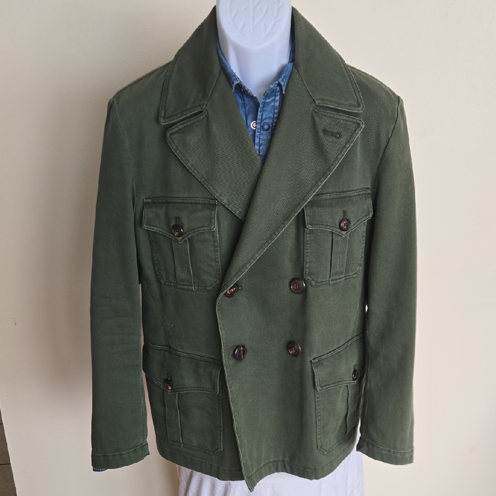 Doppiaa Olive Double-Breasted Military Jacket
